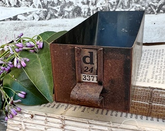 Antique Catalog Drawer Industrial Salvage Metal Box  Farmhouse Decor Bin Pull Hardware