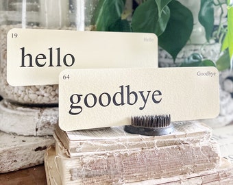 GREETINGS Flash Cards LARGE Vintage Inspired Word Flashcard SET Of 8 Farmhouse  Decor Party Favor Banner