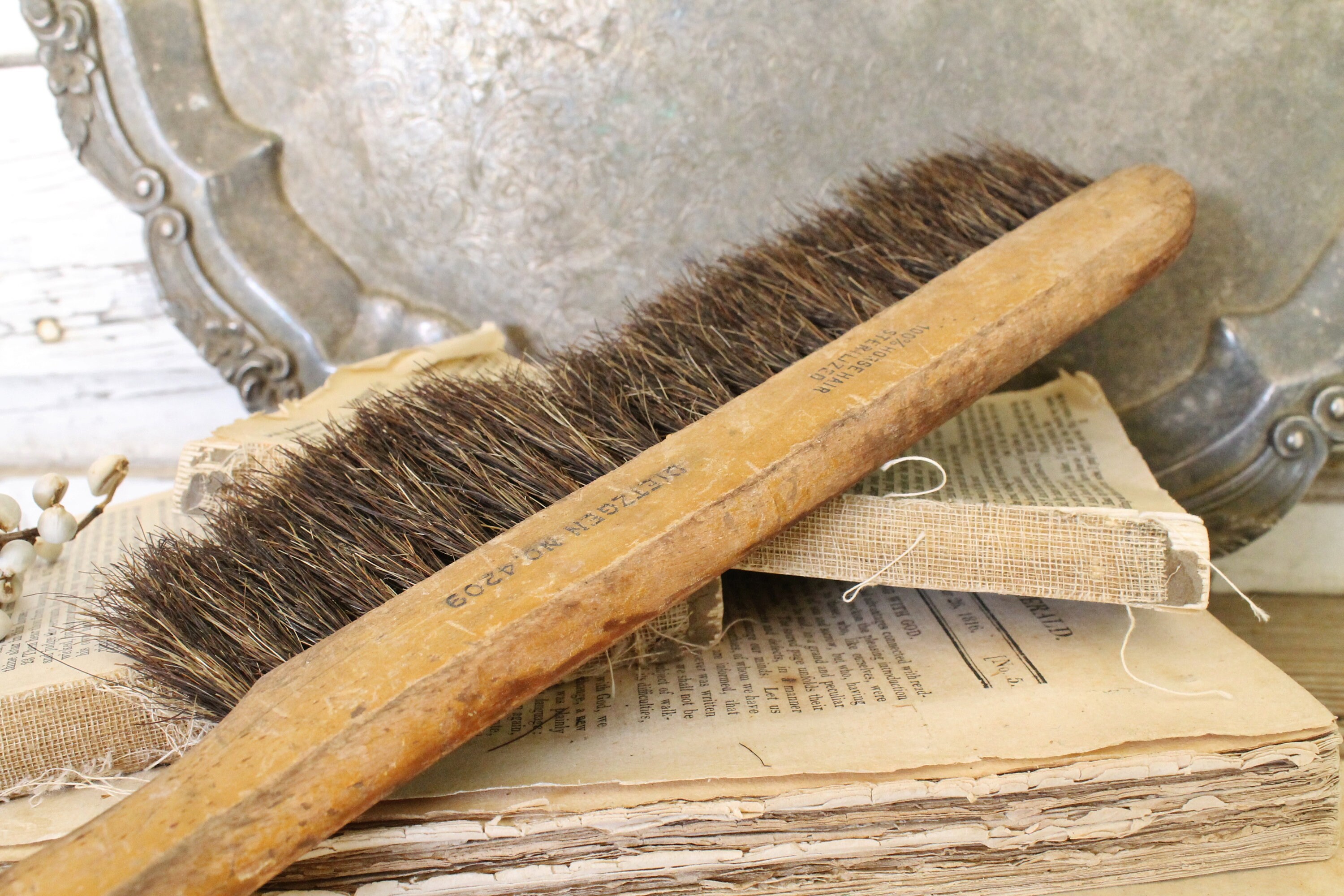 American Heritage Wooden Horse Hair Brush 10.5 — , Inc