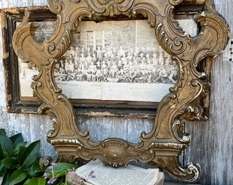 Vintage SYROCO GOLD FRAME Primitive Farmhouse Decor Industrial Salvage French