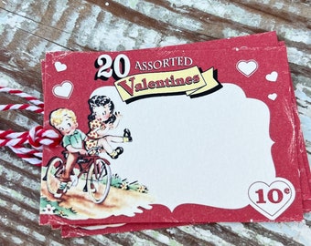 Valentine Retro Vintage Gift Tags Red Cards Farmhouse Decor Shabby Set Of 8 Kids