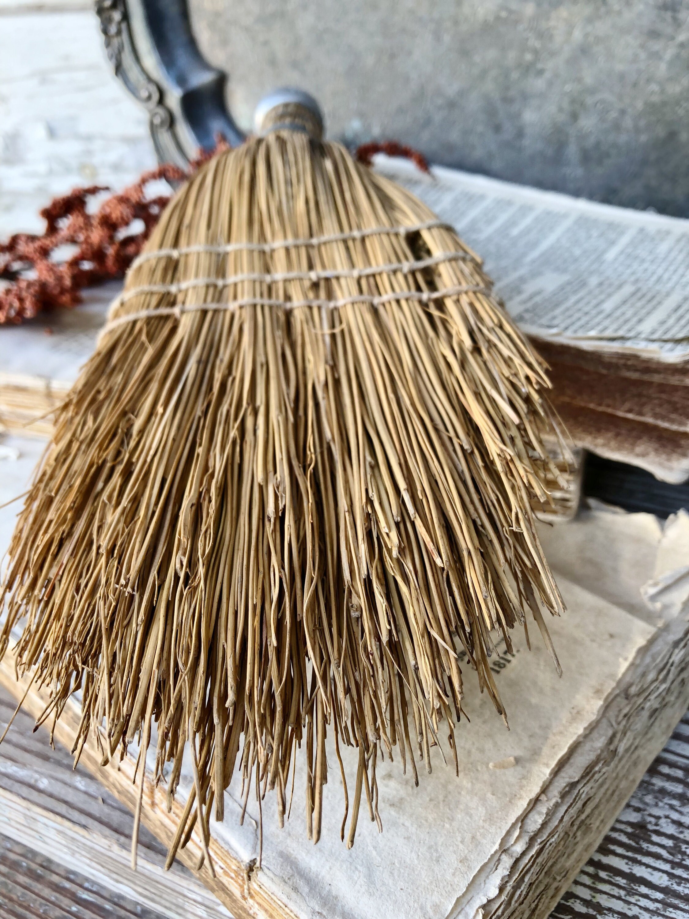 Vintage Whisk Broom Hand Straw Brush Farmhouse Decor Fixer Upper Decor