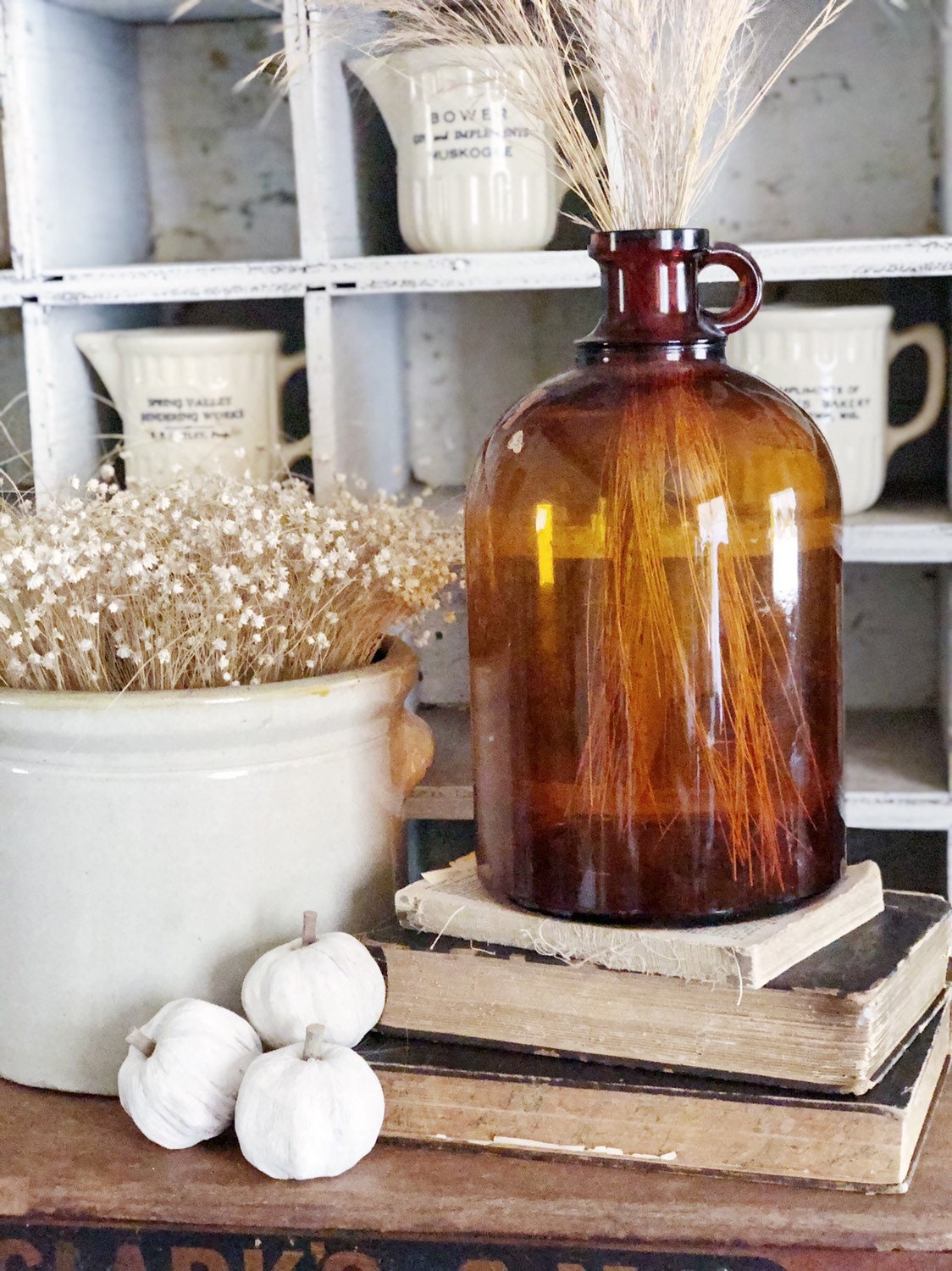 Antique Amber Glass Jug Bottle Brown EXTRA LARGE Glass Apothecary