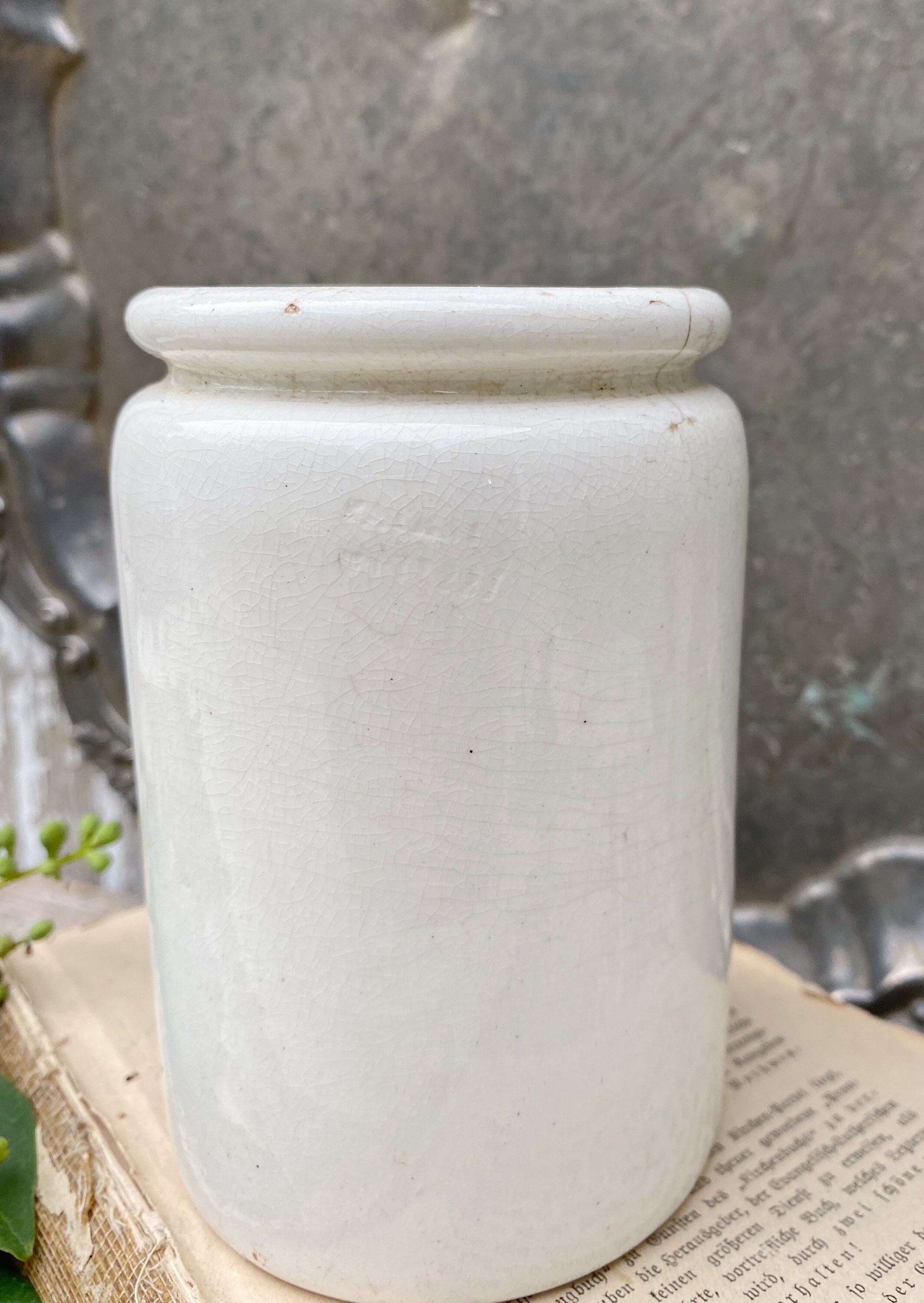 Antique MALING Marmalade IRONSTONE Jar Crock England White 1 Pound