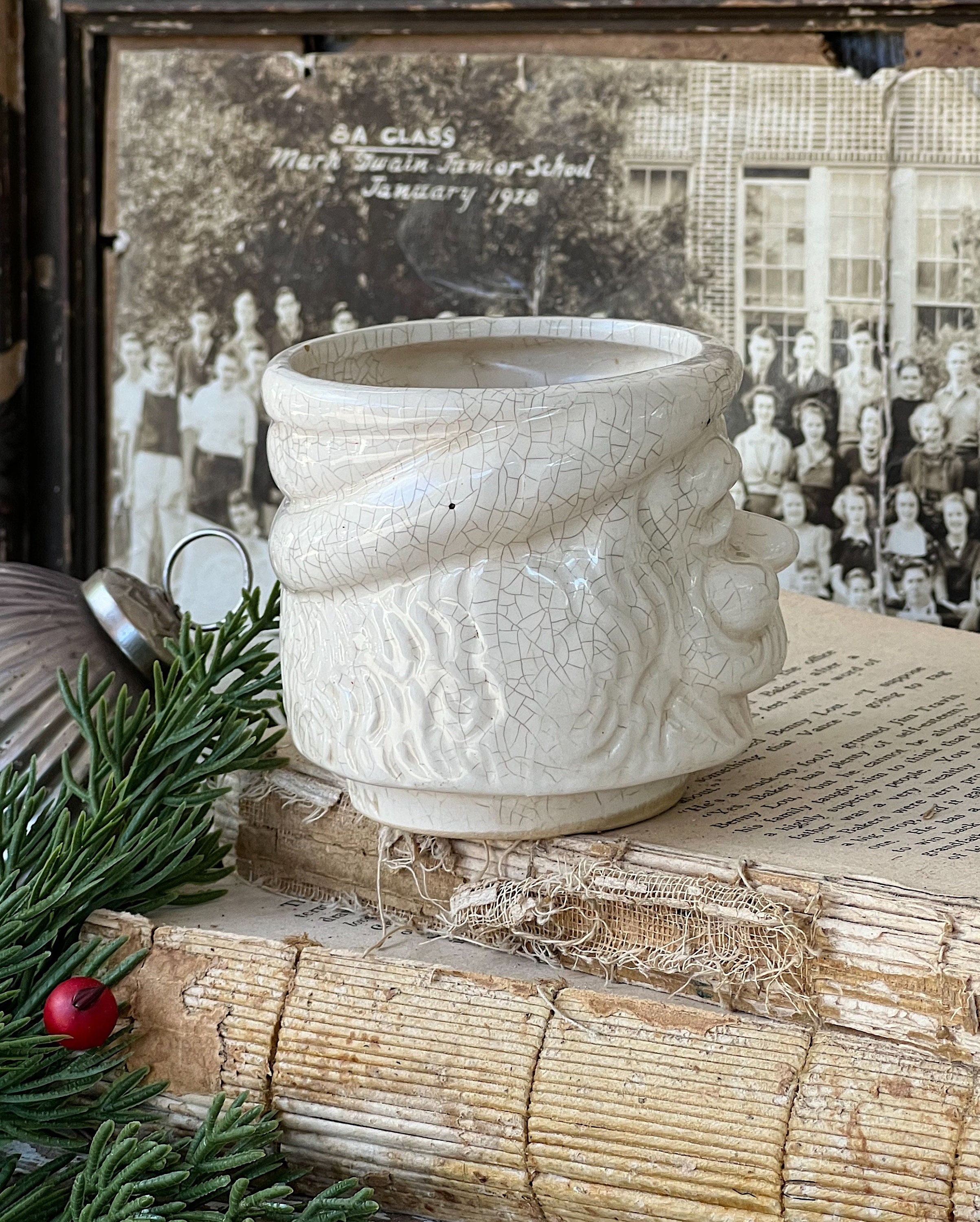 Vintage Ironstone Santa Claus Cup Mug FULL SIZE Creamy WHITE Santa