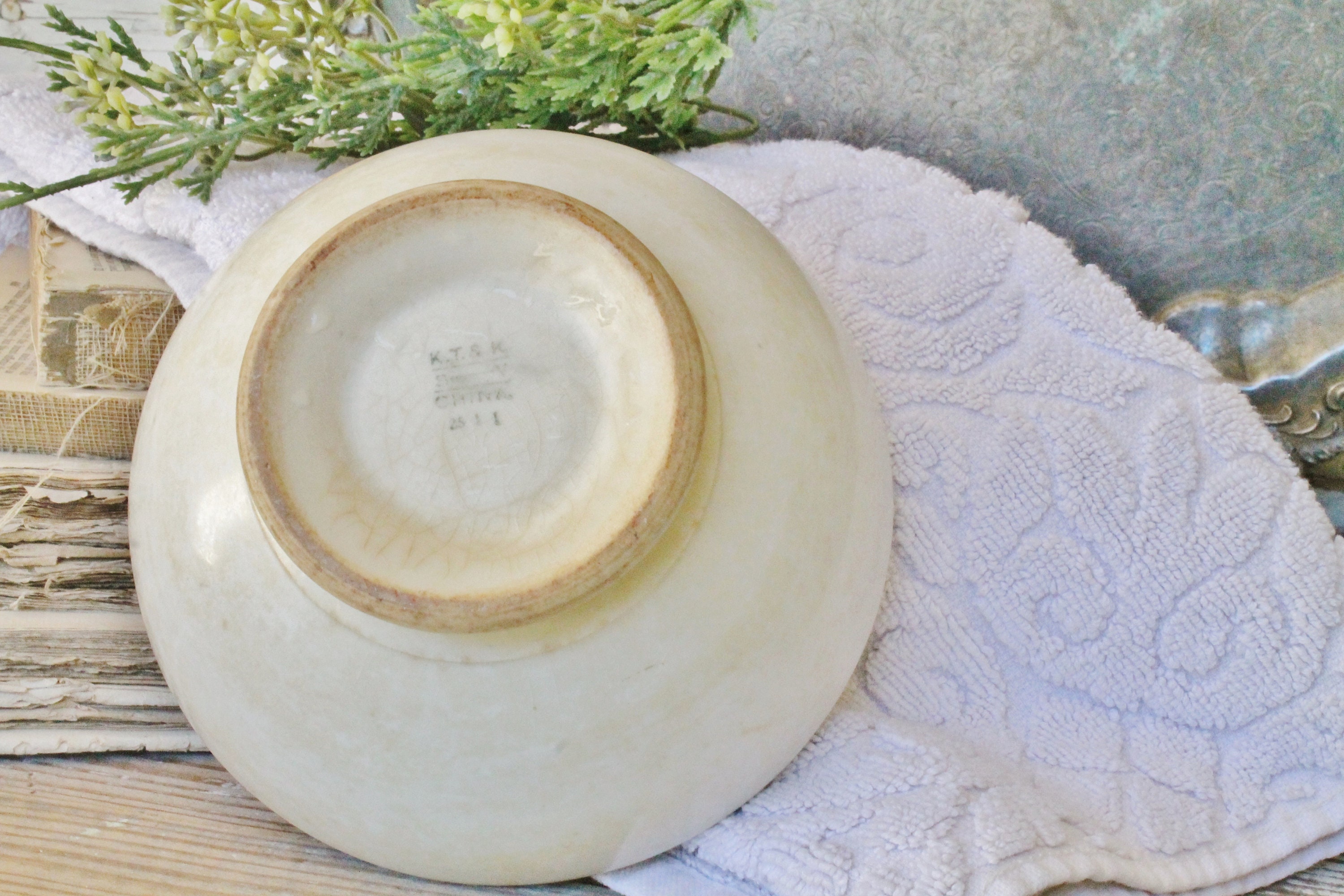 Vintage Creamy White Ironstone Bowl KNOWLES TAYLOR Footed Compote Bowl