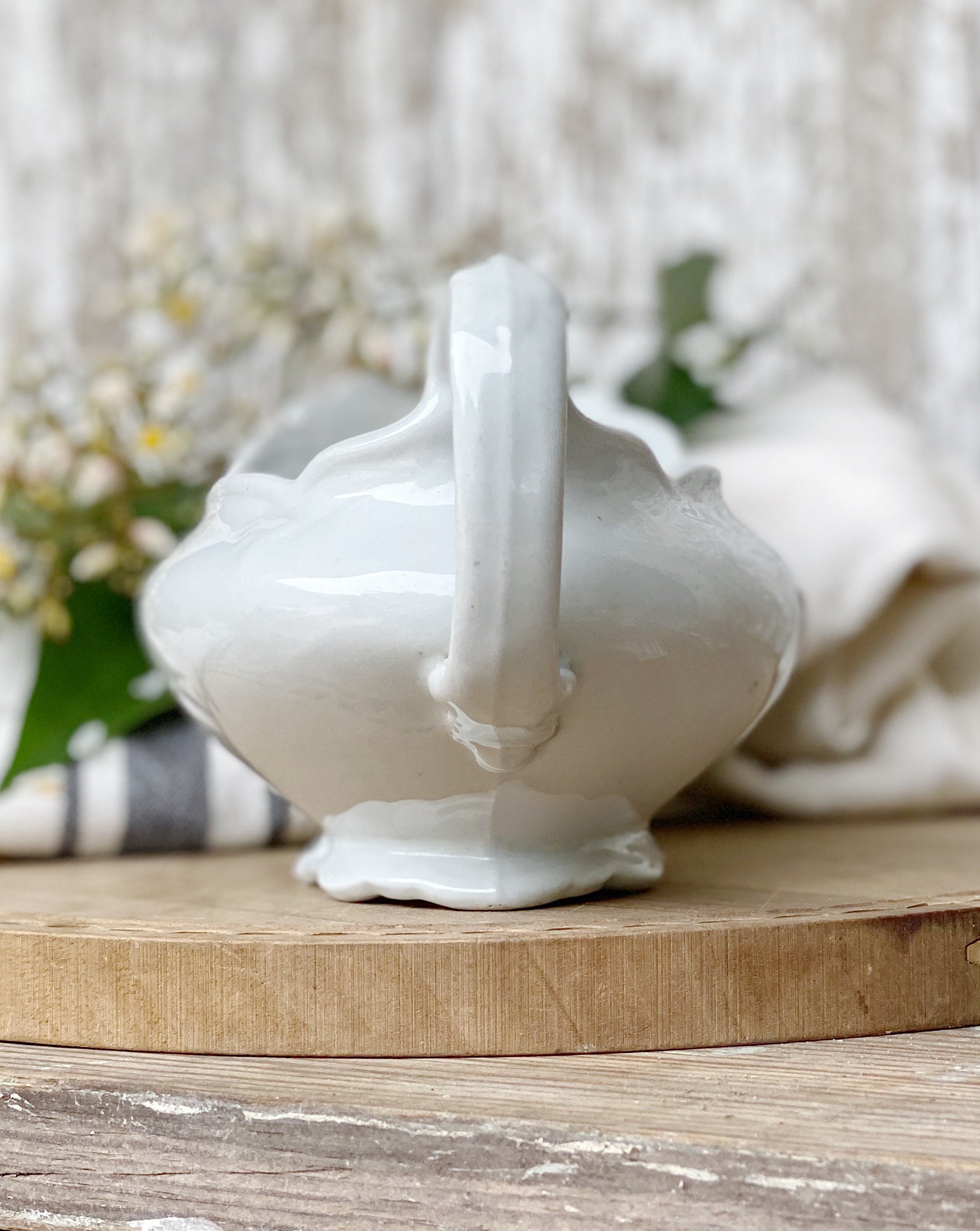 Antique White Ironstone Gravy Boat GRINDLEY The Empress Pattern