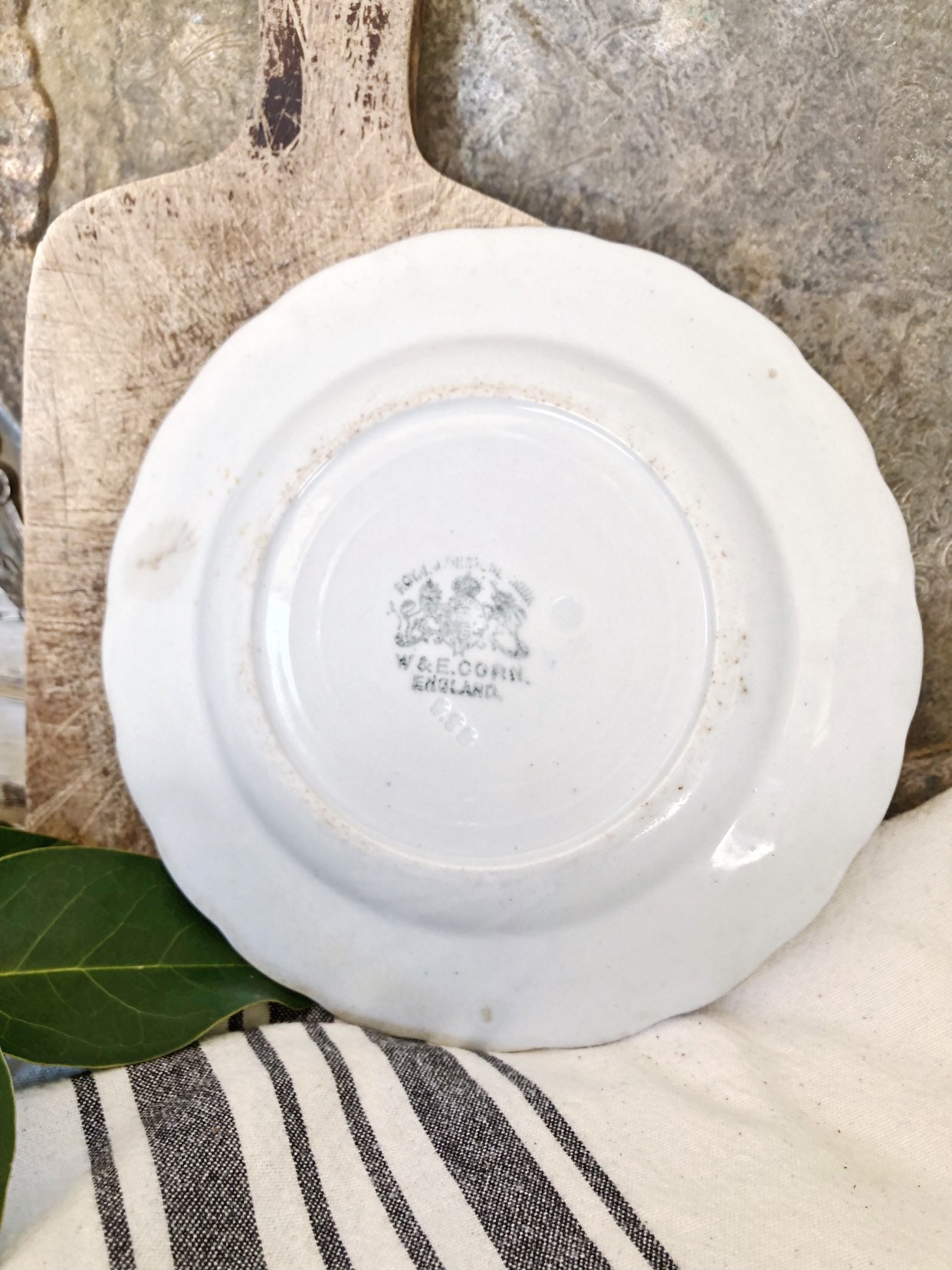 Antique Ironstone PLATE English Ironstone Scallop Wheat Farmhouse
