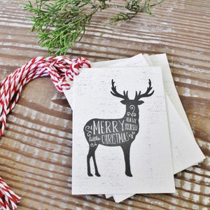 Geschenkanhänger Weihnachten Kreide Vintage Hirsch Have Yourself A Merry Little Christmas Bauernhaus Dekor Geschenkverpackung Rentier Silhouette handbeschriftet
