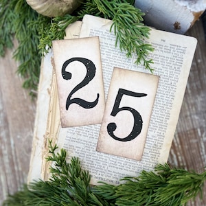 CHRISTMAS Number 25 Card Set Farmhouse Decor Church Board Hymn