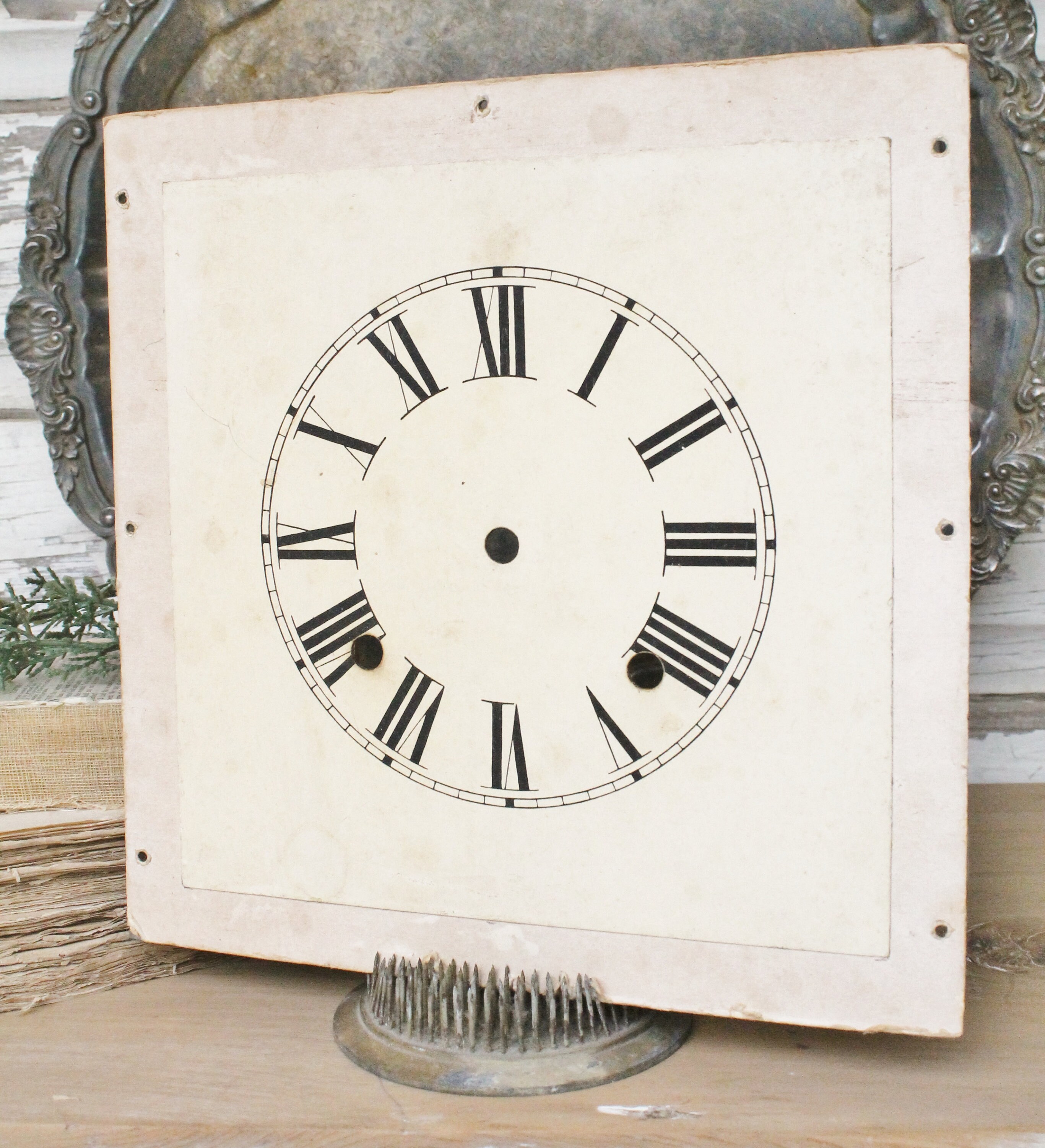 Antique Clock Face Farmhouse Decor Industrial Salvage Fixer Upper Decor