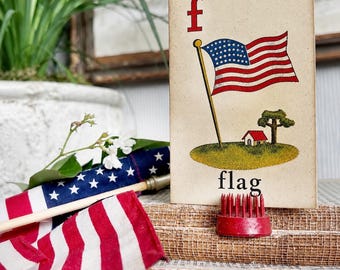 FLAG Flash Card Vintage Americana Decor Patriotic Fourth July Party