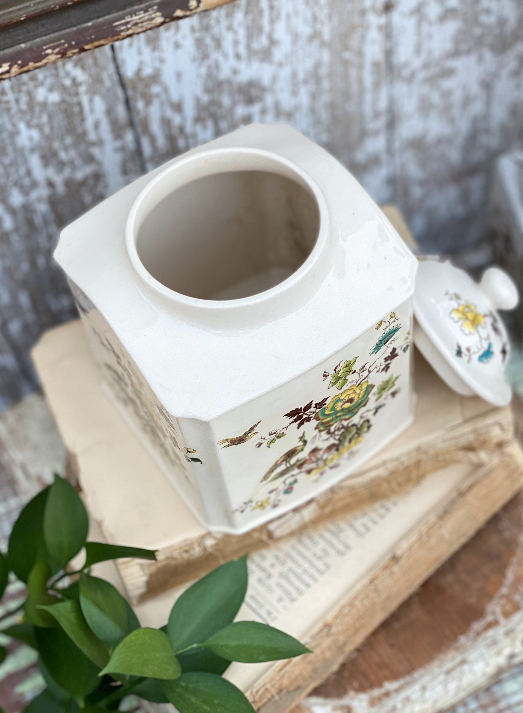 Antique Ironstone Biscuit Jar Canister MASONS England Formosa Farmhouse