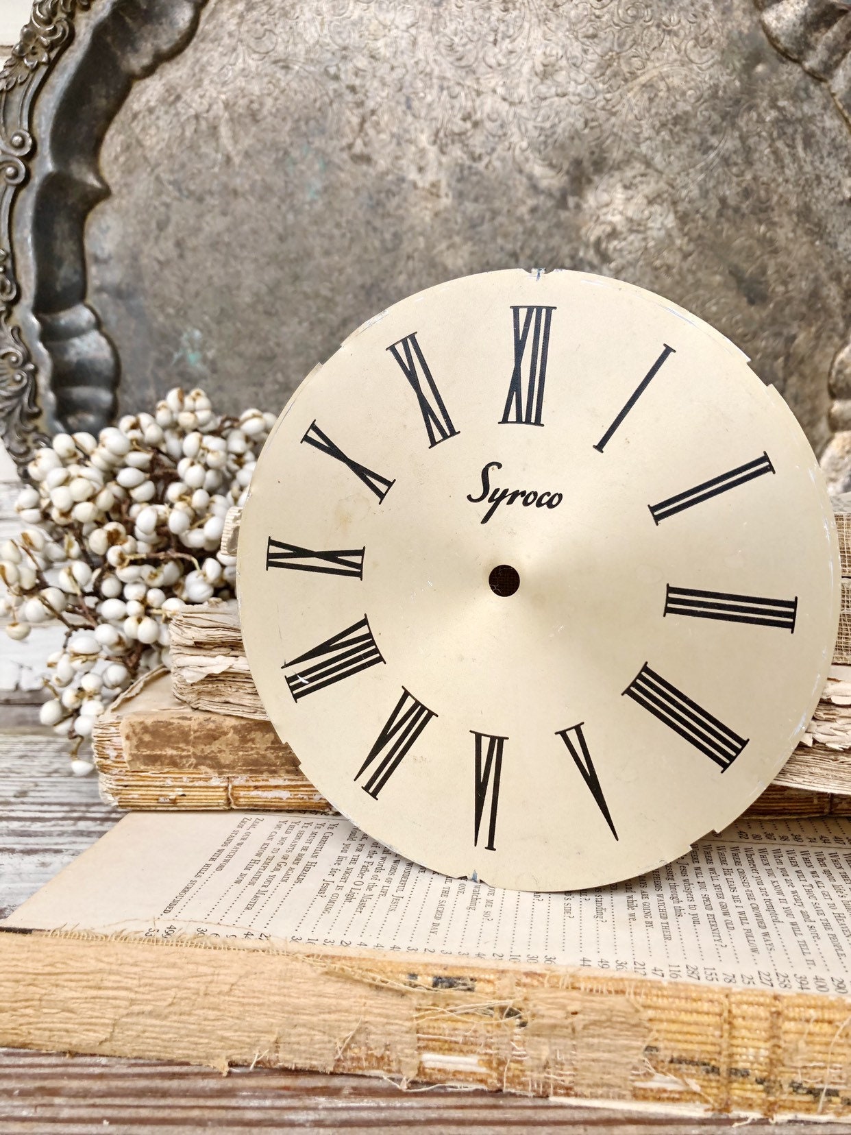 Vintage Metal Clock Face Dial Farmhouse Decor Industrial Salvage Fixer