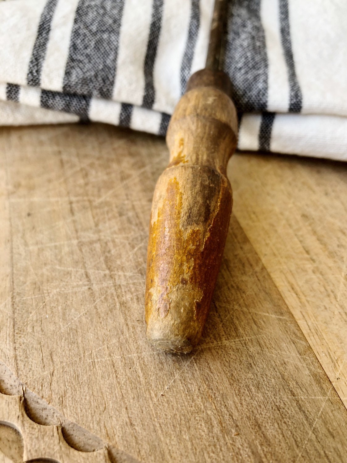 Vintage Melon Baller Metal Wood Scoop Measuring Scoop Farmhouse Decor