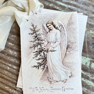 ENGEL Baum Weihnachtsgeschenkanhänger Vintage Bauernhaus Dekor Karte French Shabby Geschenkverpackung Weihnachtsbaum Ornament