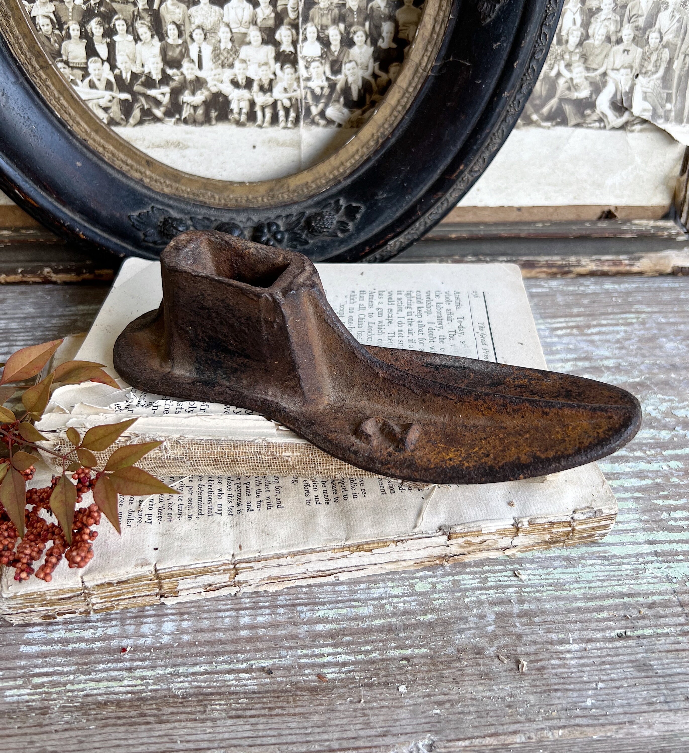 Antique Shoe Mold Form Cast Iron Metal Farmhouse Primitive Decor