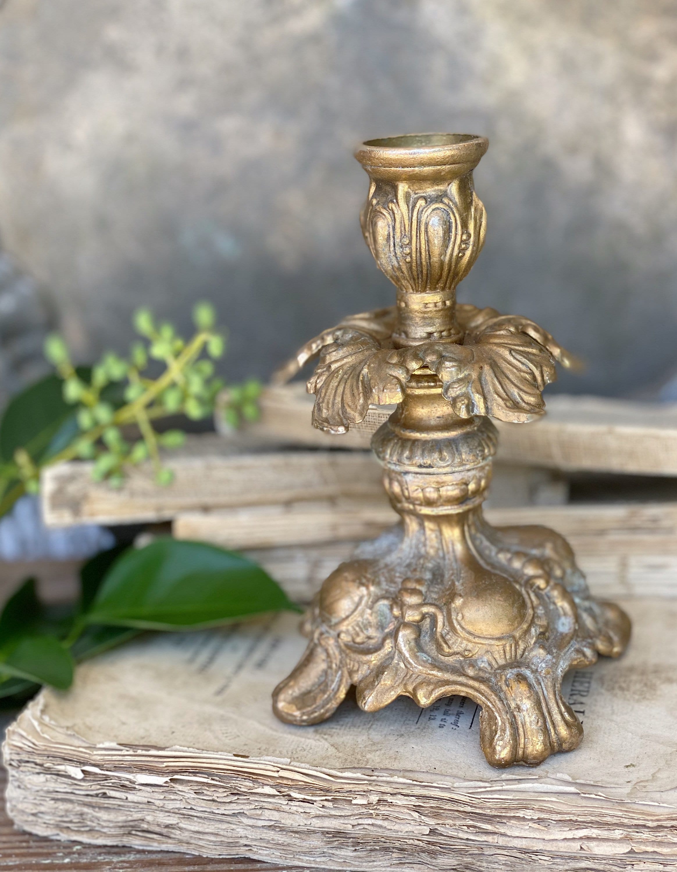 Antique Candelabra Candelstick French Farmhouse Decor Brass Candle