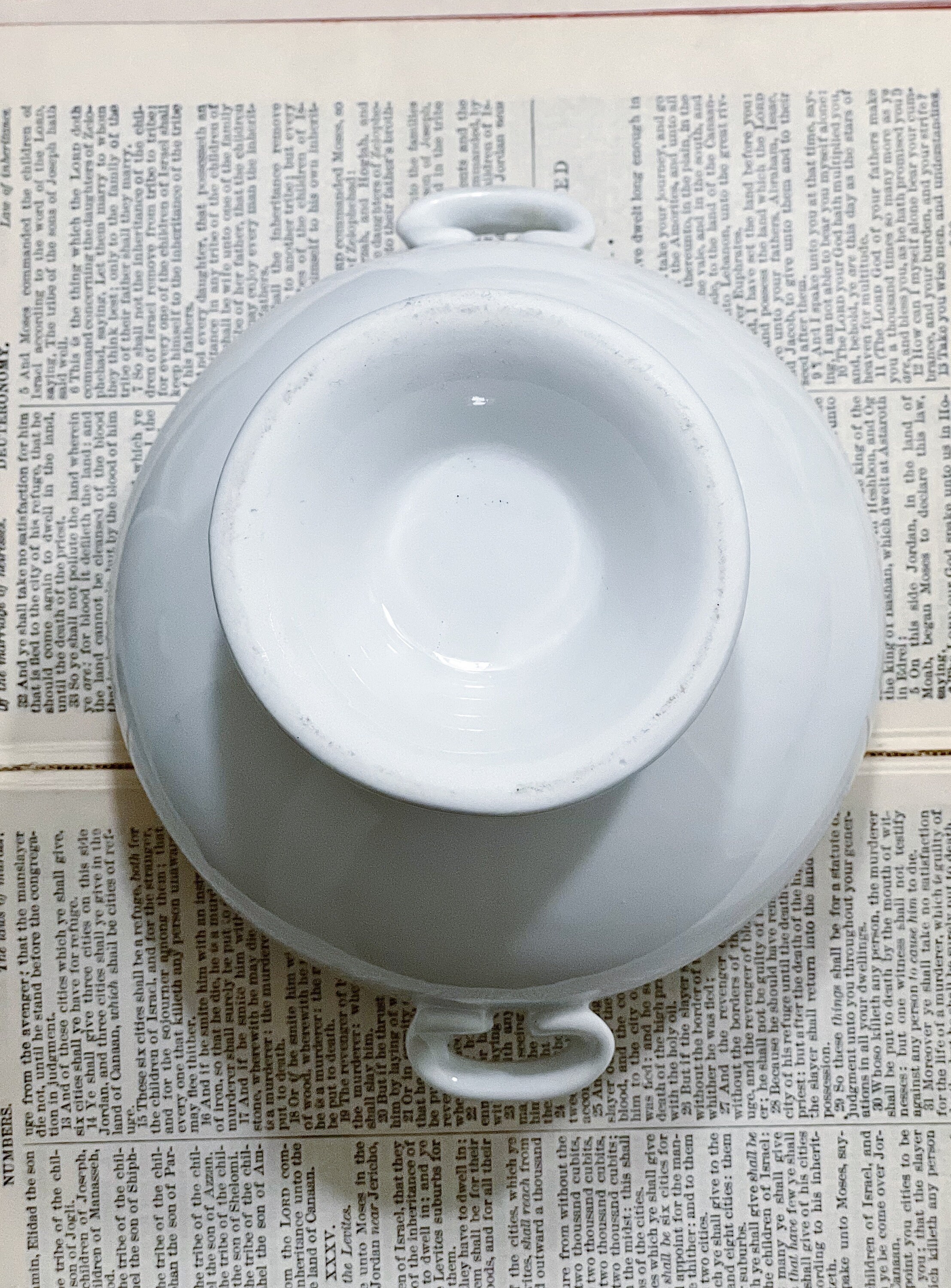 Vintage White Ironstone Compote Bowl Pedestal Footed Farmhouse Decor