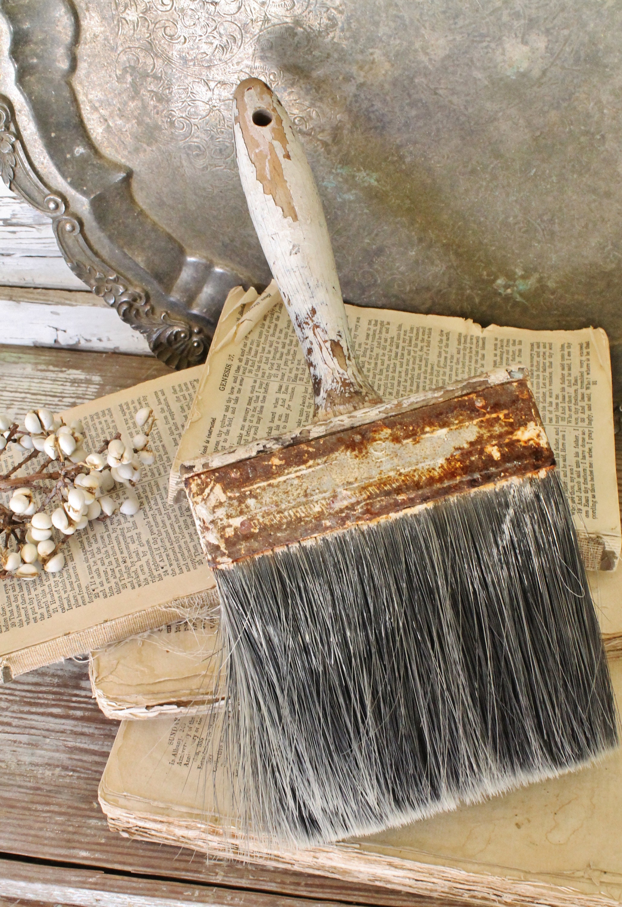 Antique Paint Brush EXTRA LARGE Horse Hair Black Farmhouse Decor Fixer