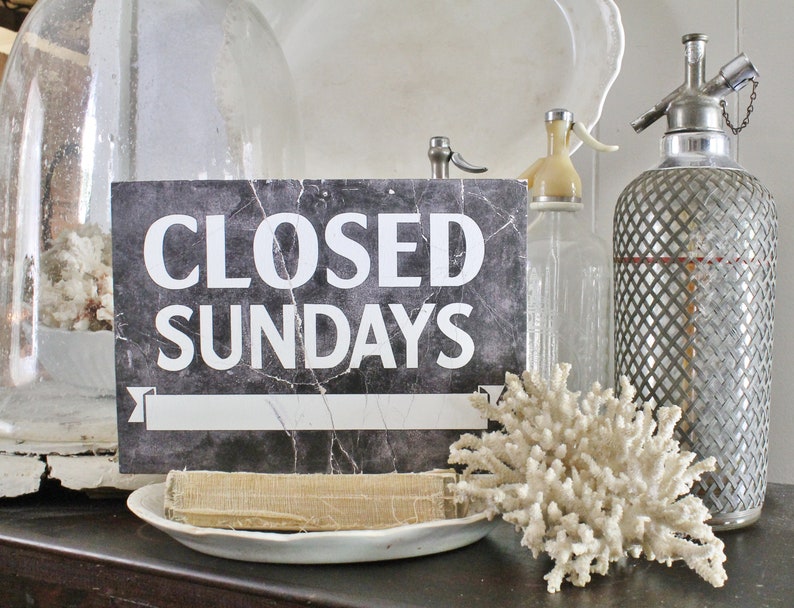 Vintage CLOSED SUNDAYS Wood Sign Farmhouse Decor Wall Art Etsy