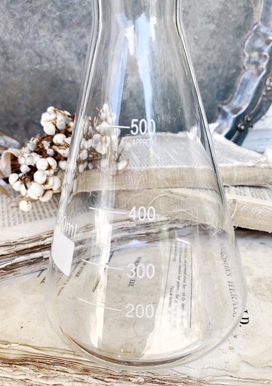 Vintage Glass Beaker PYREX 500 Cylinder Apothecary Pharmacy Lab