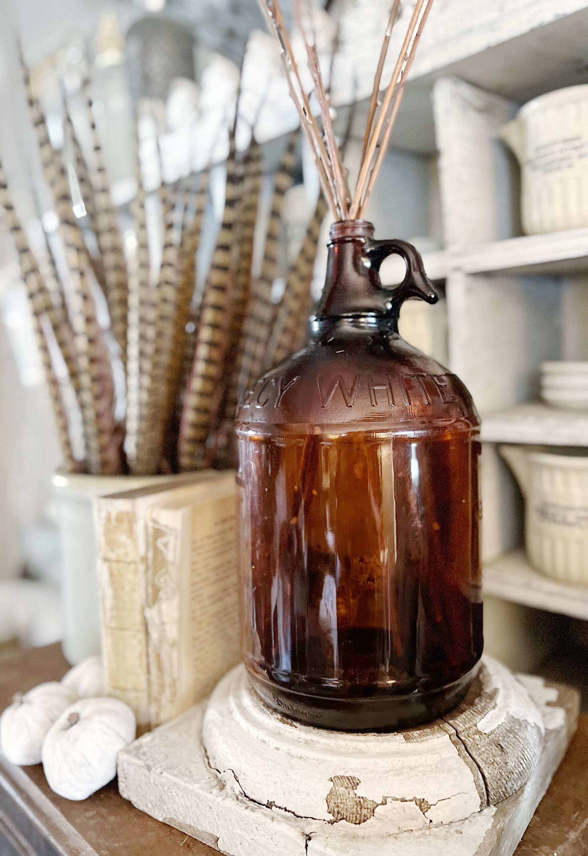 Antique Amber Glass Jug Bottle Brown EXTRA LARGE Glass Apothecary