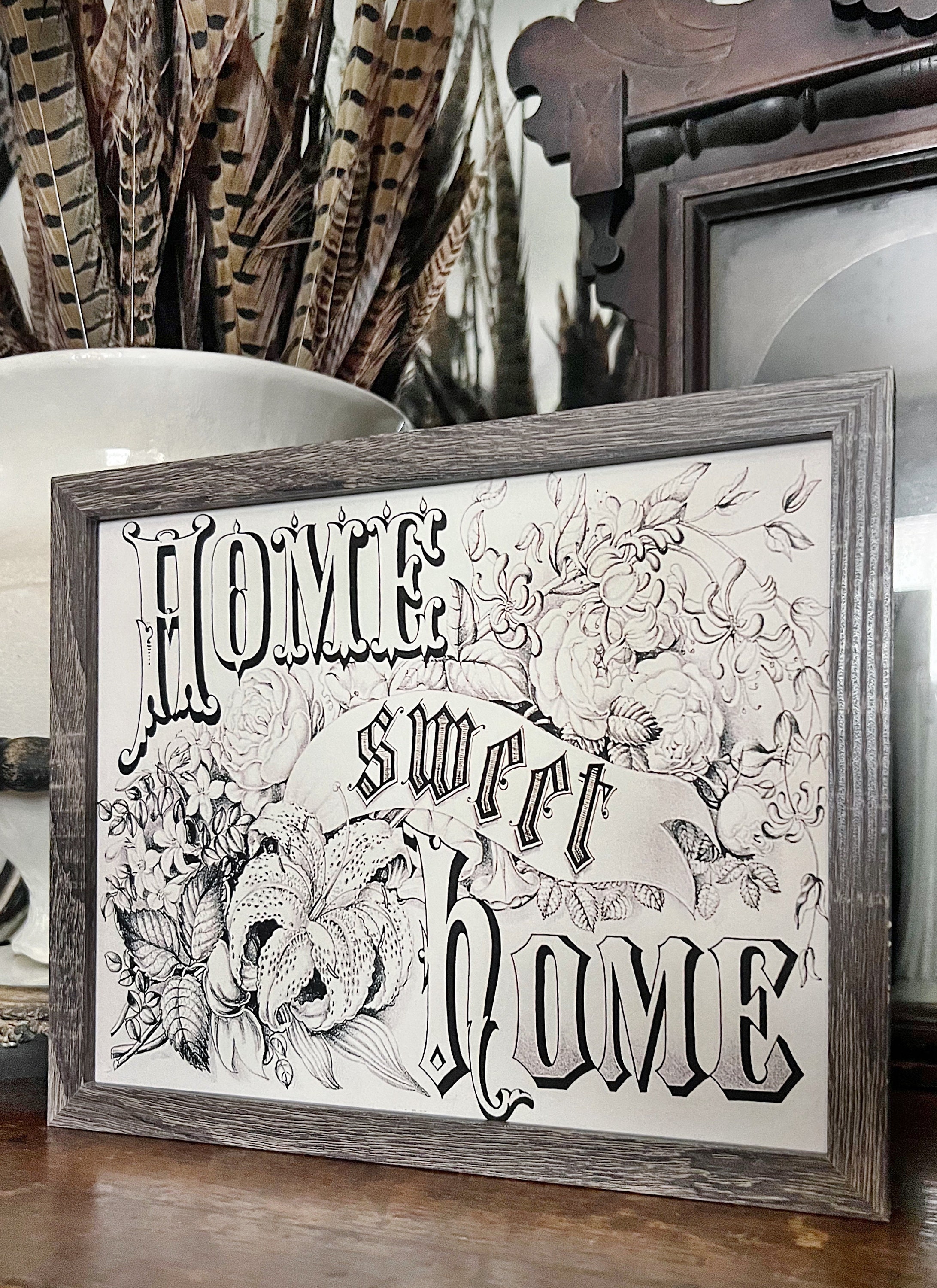 HOME SWEET HOME Wood Frame Sign Farmhouse Primitive Decor - Etsy, image size:2183x3000