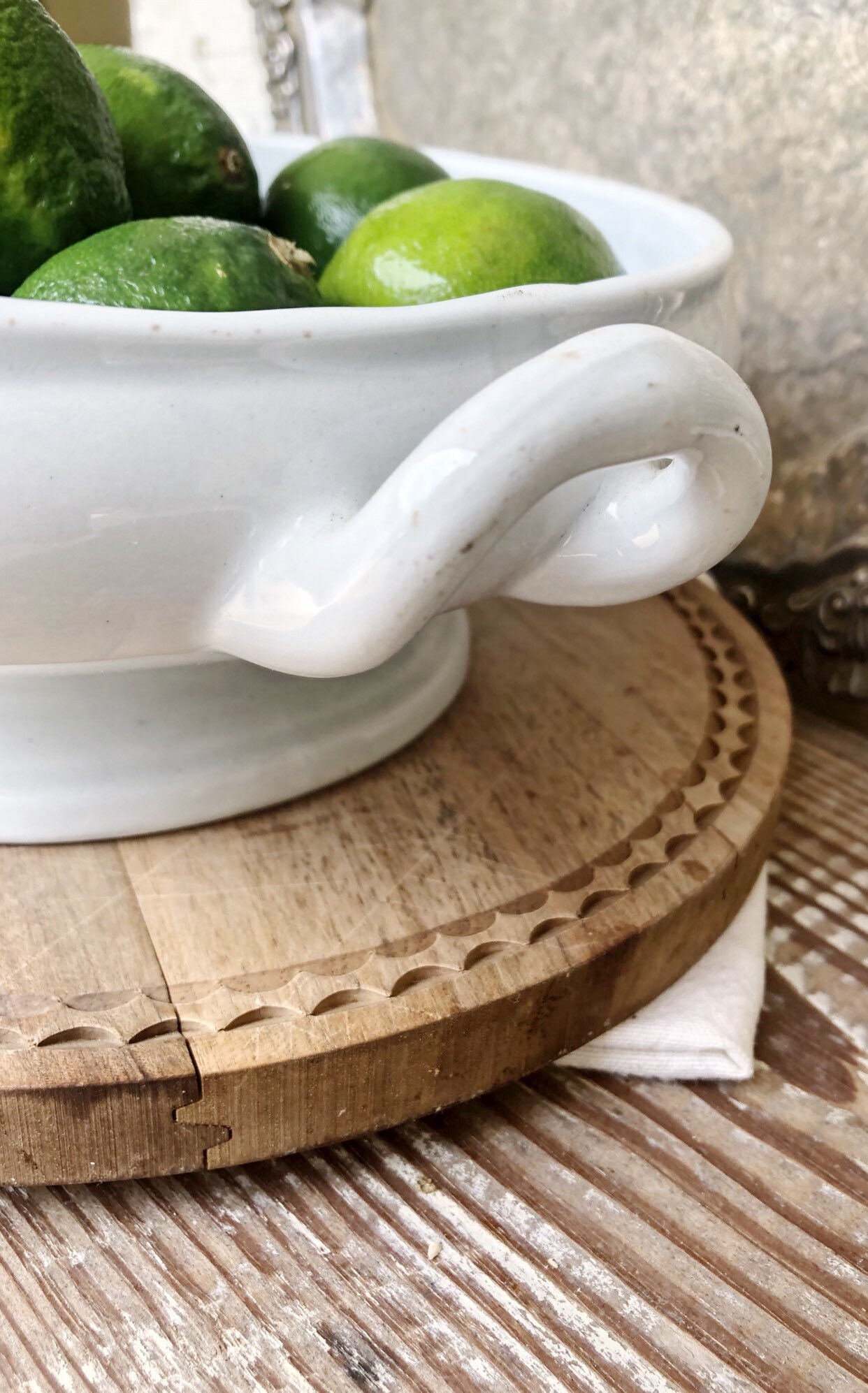 Antique White Ironstone BURSLEM WE CORN Compote Footed Bowl with