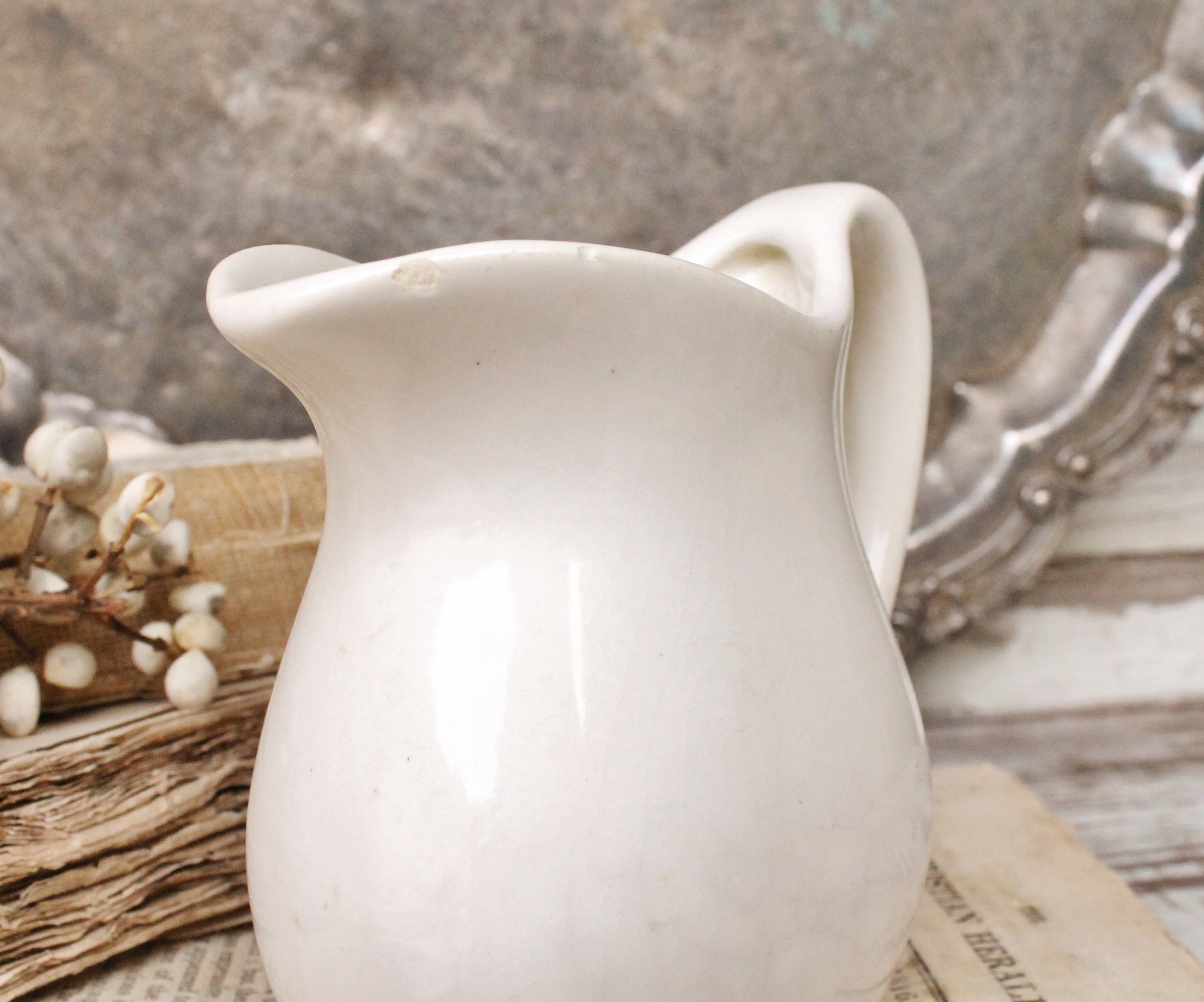 Vintage Ironstone Creamer Pitcher Jug USA Farmhouse Decor Fixer Upper