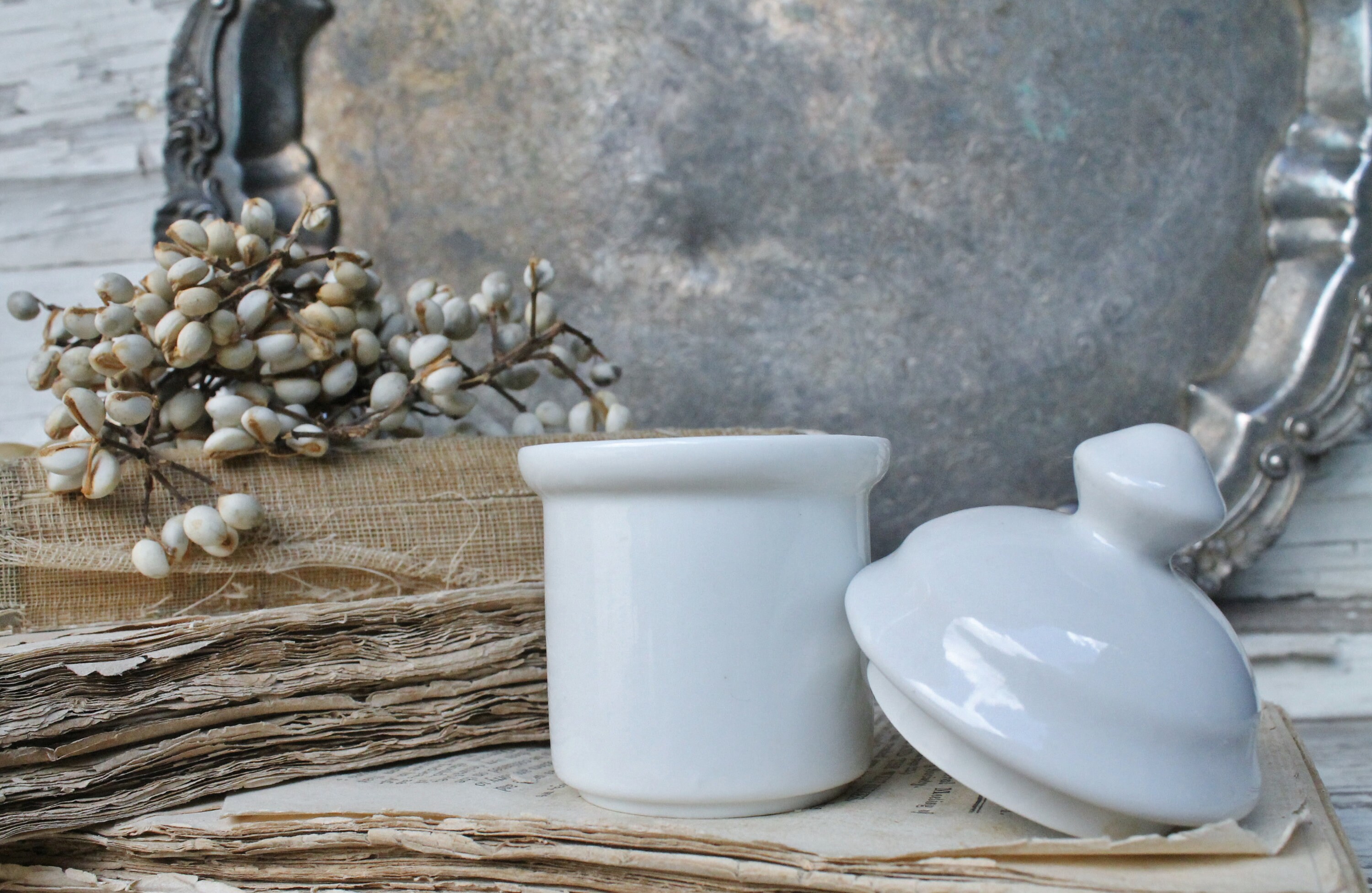 Vintage Ironstone Crock Jar Pot ENGLISH IRONSTONE Mustard Caviar Pot