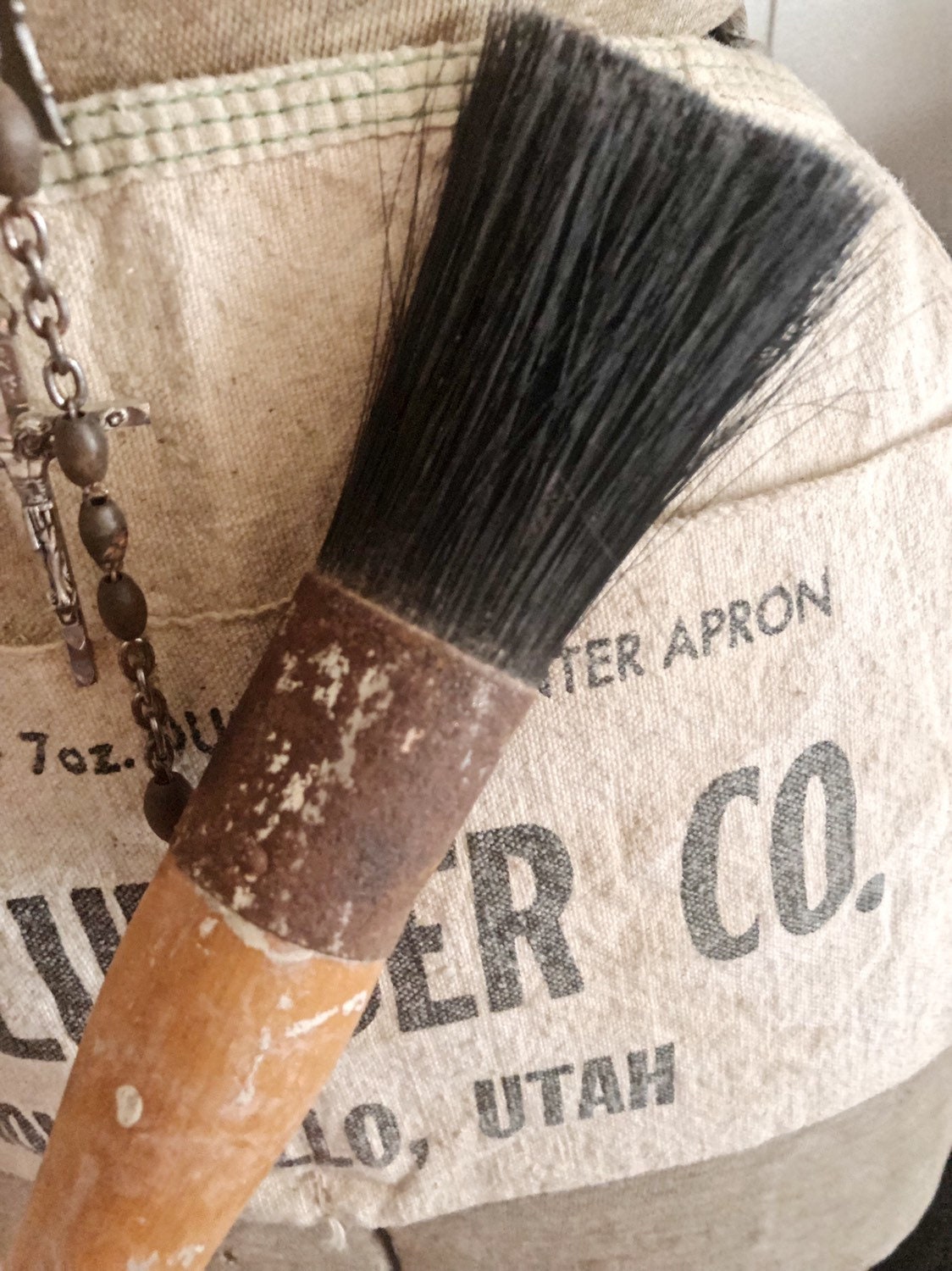 Antique Paint Brush Horse Hair Artist Round Brush Farmhouse Decor Fixer