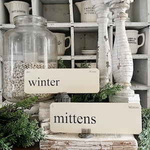 WINTER Flash Cards LARGE Vintage Inspired Word Flashcard SET Of 8 Farmhouse Decor Mittens Cold Icicle Fireplace Hot Chocolate Primitive