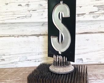 Vintage Metal Gas Station Sign DOLLAR SYMBOL Sign Black Industrial Farmhouse Decor Fixer Upper Decor