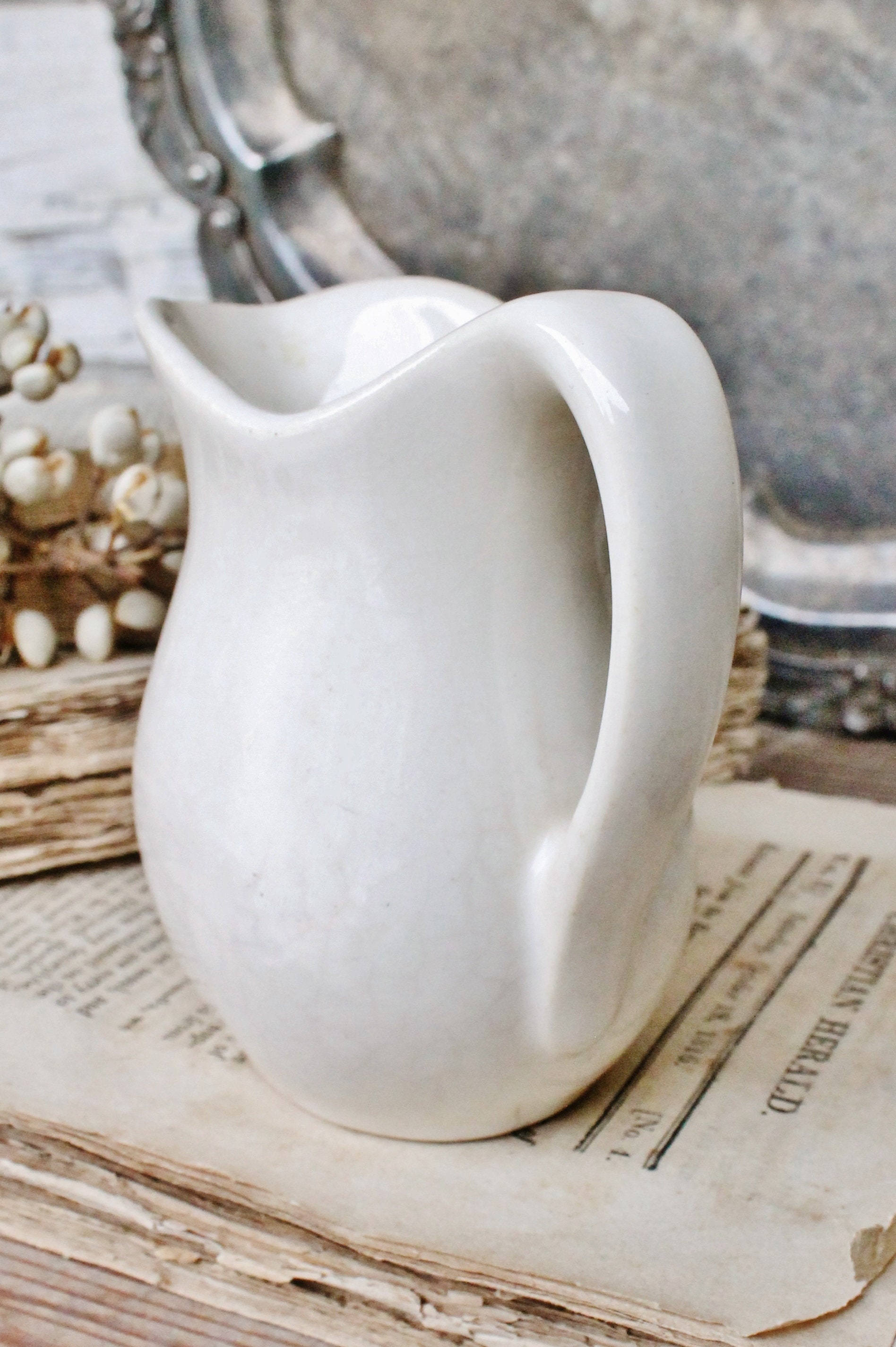 Vintage Ironstone Creamer Pitcher Jug USA Farmhouse Decor Fixer Upper