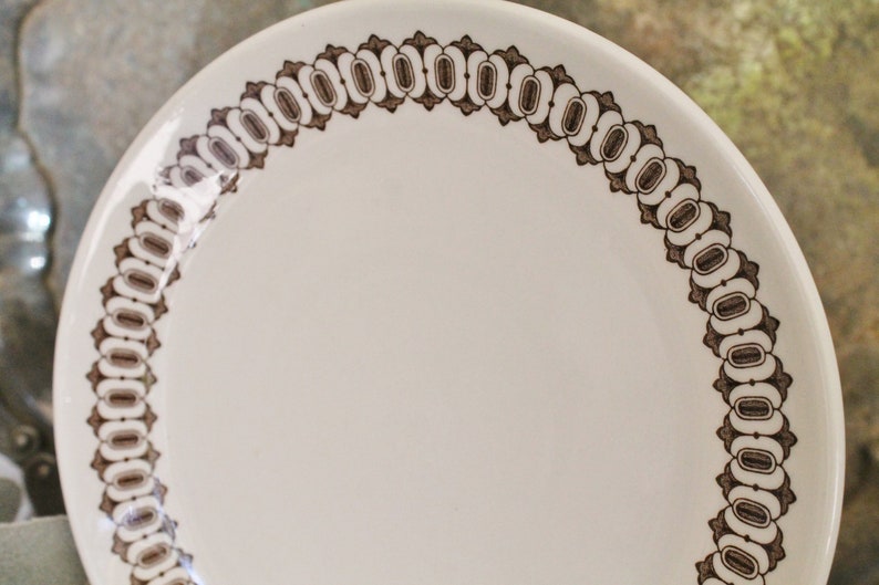 Set of 4 Vintage White Ironstone Brown Transfer Ware Farmhouse Decor Fixer Upper Decor English Ironstone Royal Doulton Fall Decor