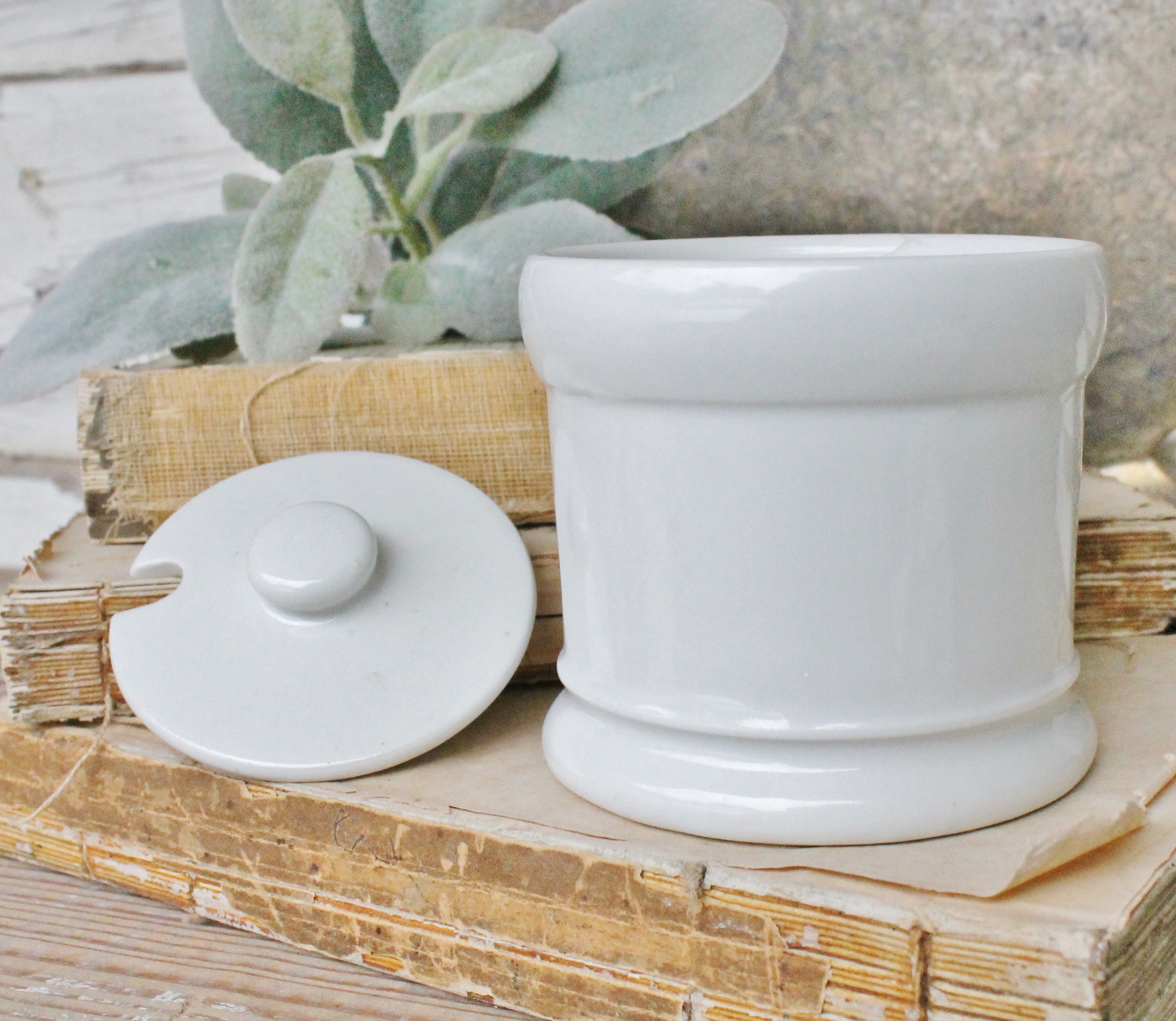 Antique Ironstone Mustard Crock Jar Pot Caviar Pot Jar Bowl BAILEY