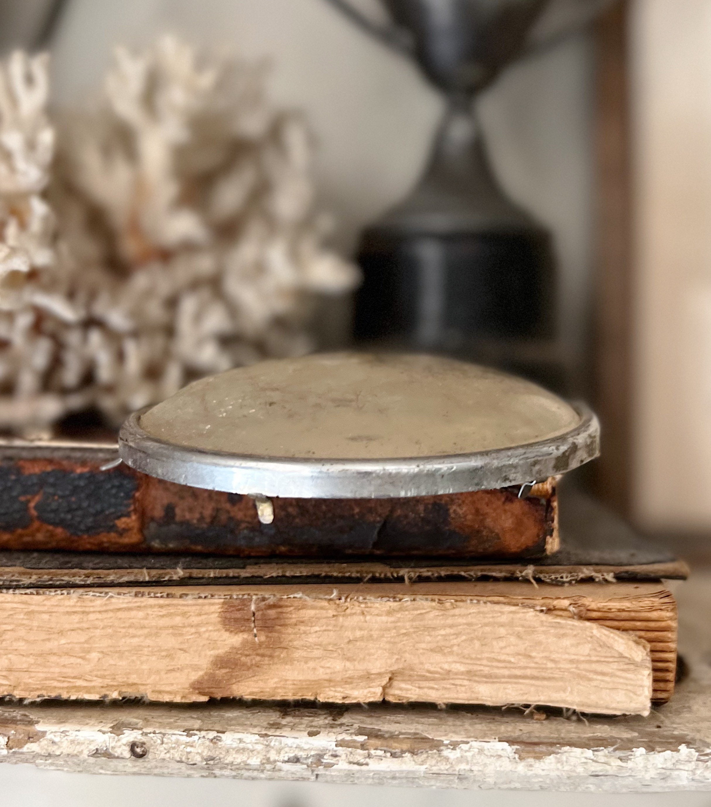 Antique Metal Clock Face Dial Glass Farmhouse Decor Industrial Salvage