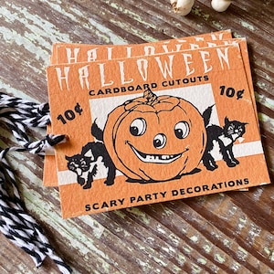 HALLOWEEN Retro Gift Tags Vintage Orange Pumpkin Farmhouse Decor Grungy Party Favor Vintage Halloween Card Tag Black Cat Fall