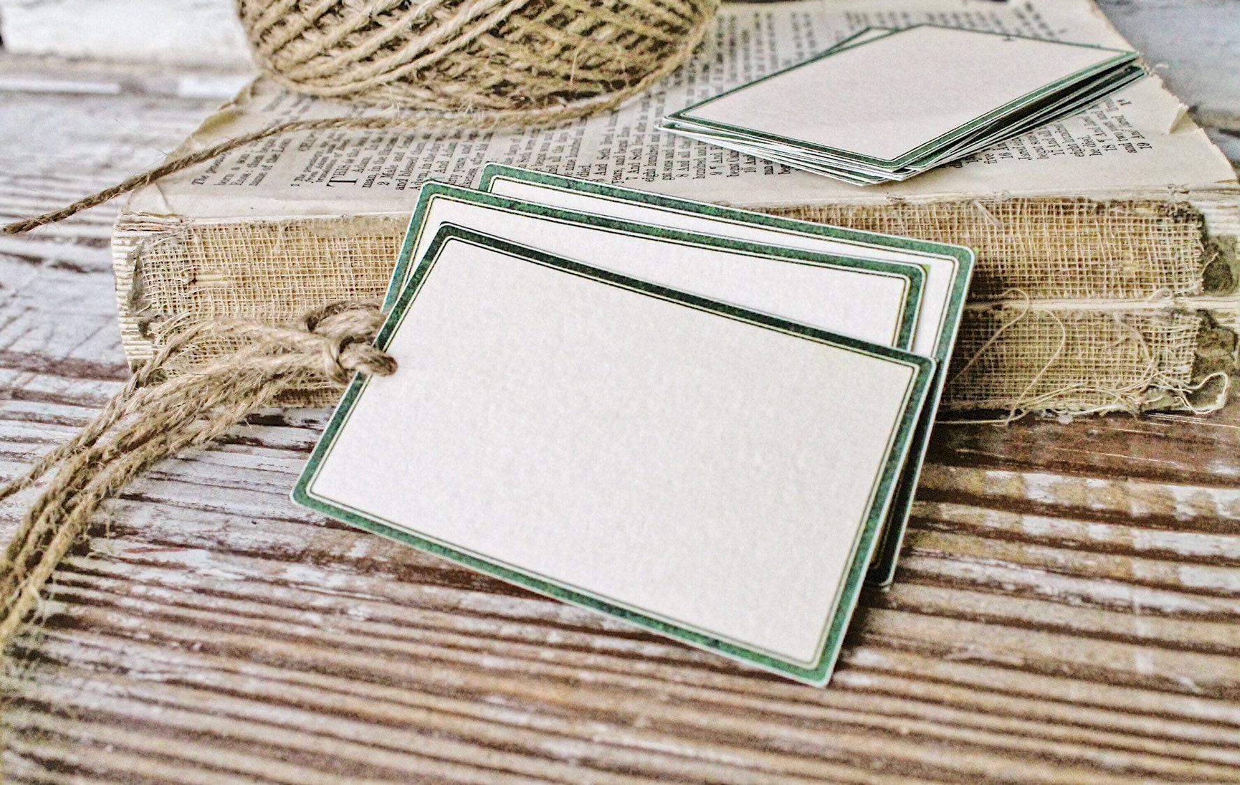 Vintage GREEN Gift Tags Parcel Tag Farmhouse Christmas Decor Label Card