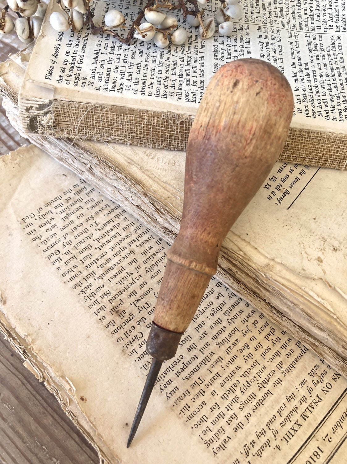 Vintage Awl Tool Wood Handle Farmhouse Decor Fixer Upper Decor