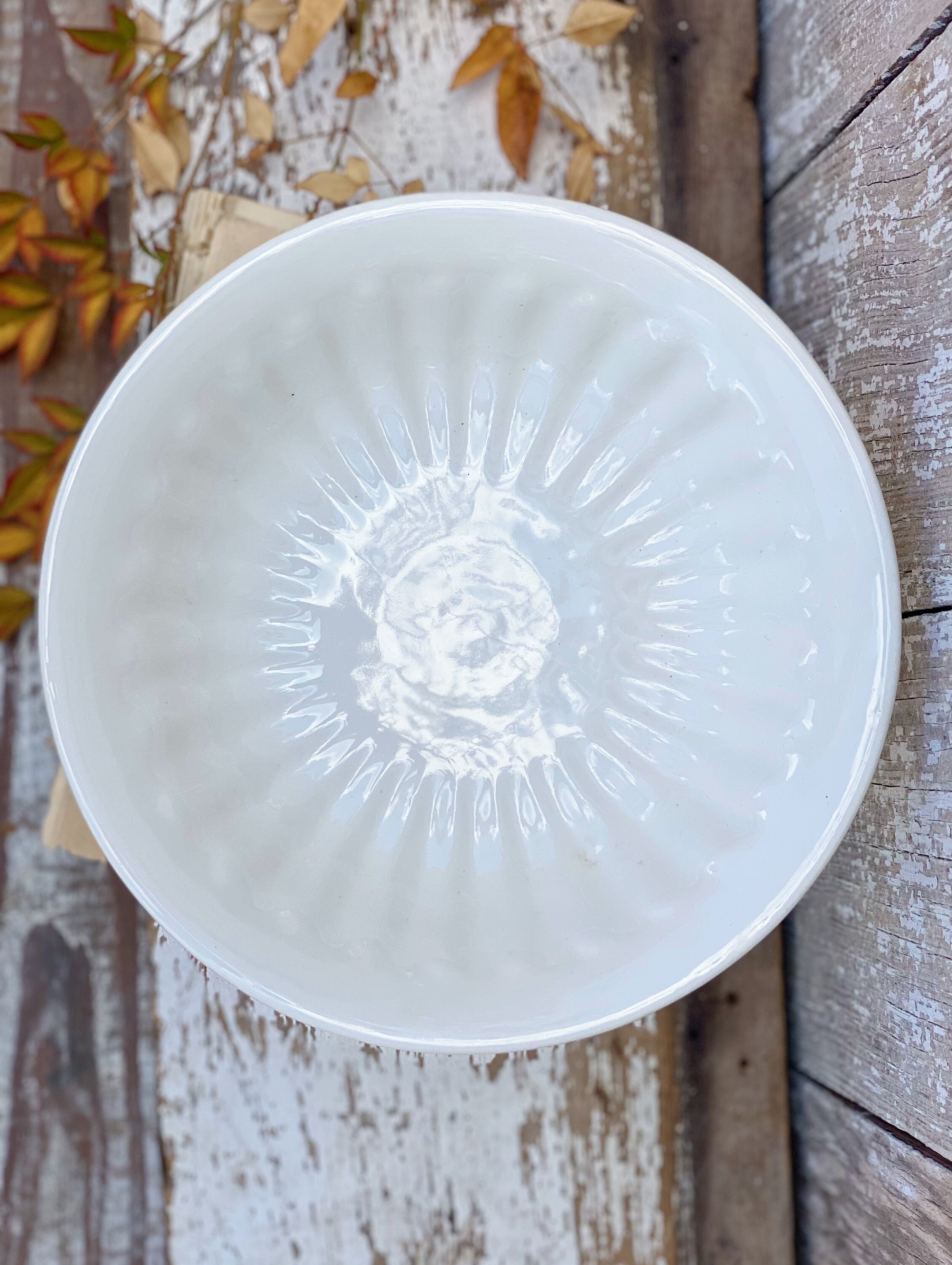 Antique White Ironstone Compote Bowl Lady Finger Scallop Footed