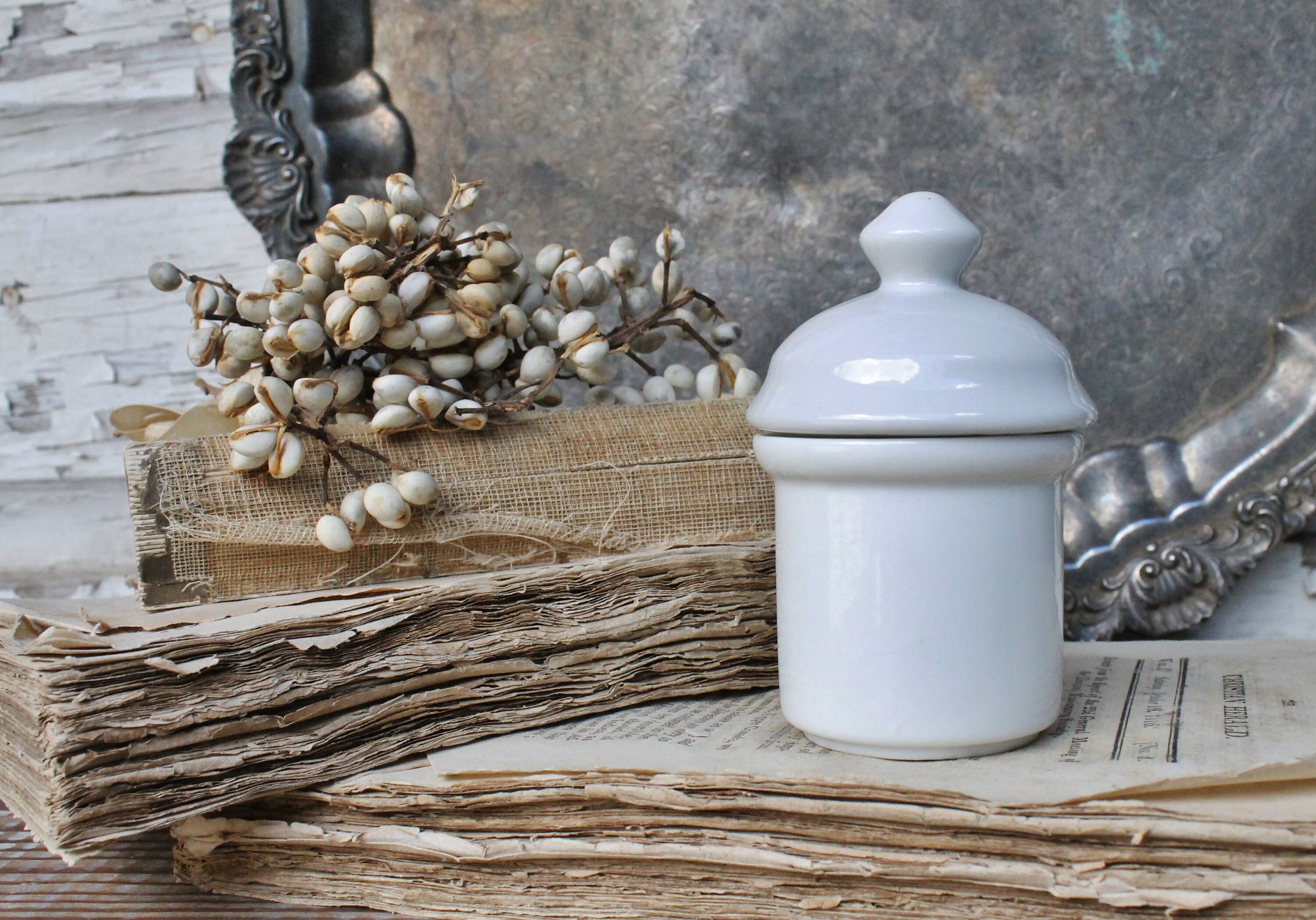 Vintage Ironstone Crock Jar Pot ENGLISH IRONSTONE Mustard Caviar Pot