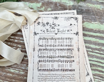 Christmas Carol Vintage Sheet Music Gift Tags Hymn Farmhouse Primitive Decor Gift Wrap