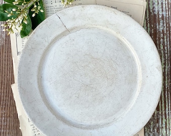 Antique White Ironstone Plate H.P STONE CHINA Farmhouse Decor Stained Crazed Grungy