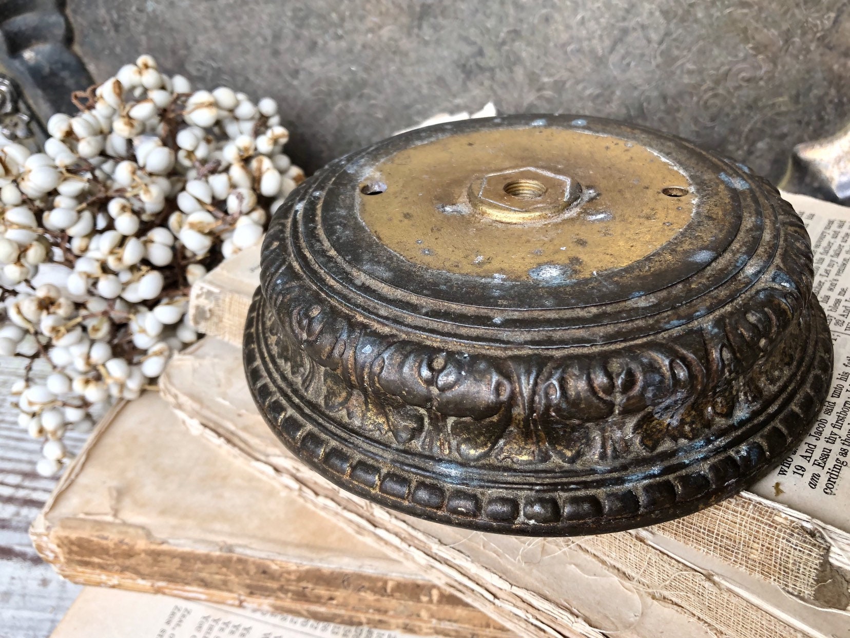 Vintage Metal BRASS Ornate Lamp Base Pedestal Architectural Salvage ...