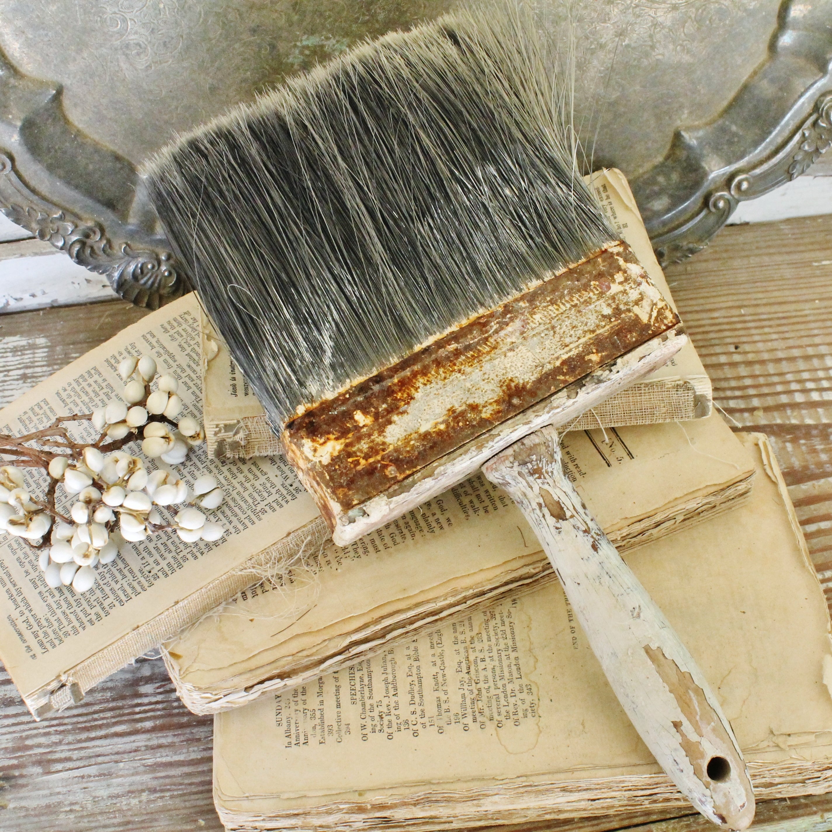 Antique Paint Brush EXTRA LARGE Horse Hair Black Farmhouse Decor Fixer