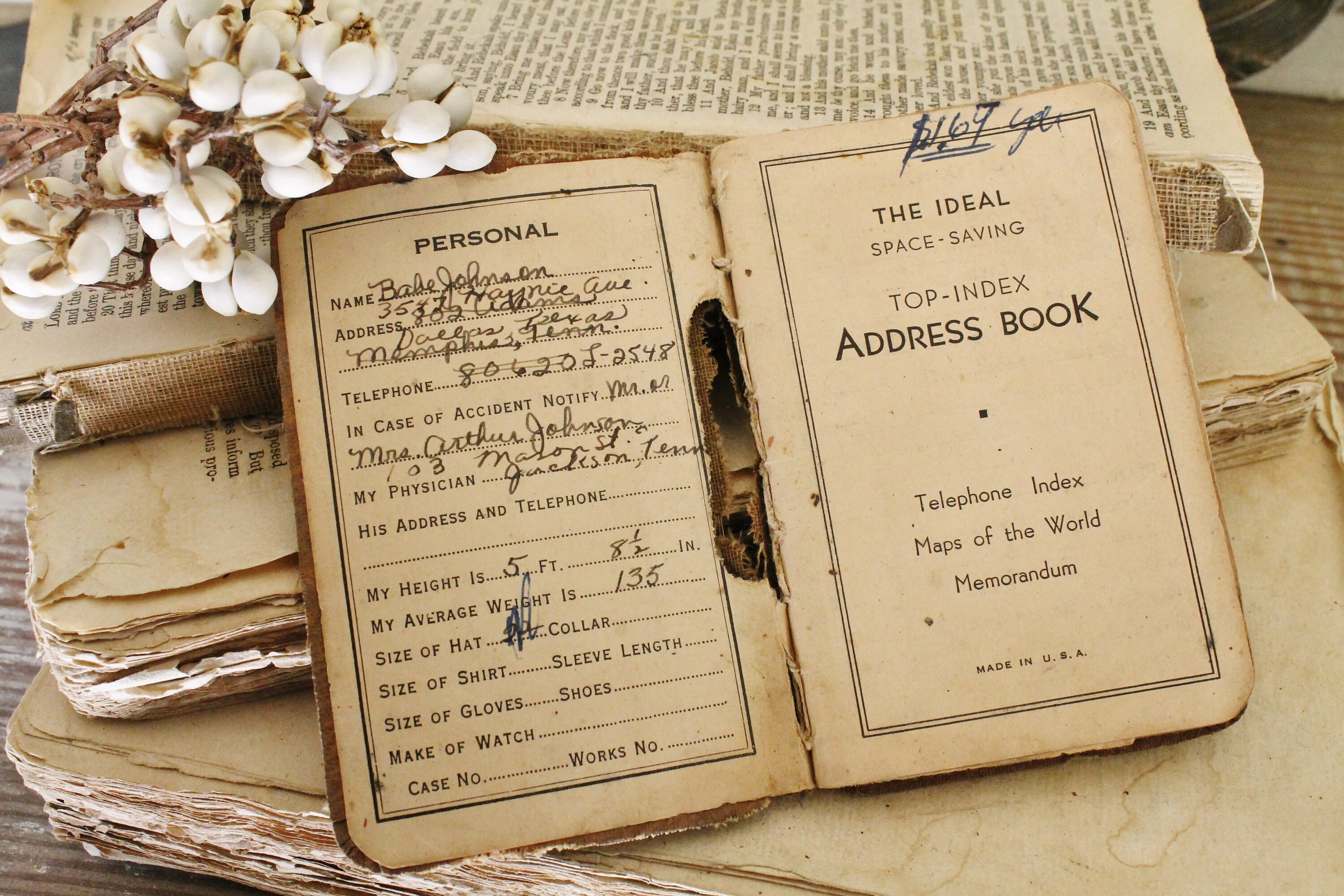 Vintage Address Book Industrial Office Salvage Supply Farmhouse Decor