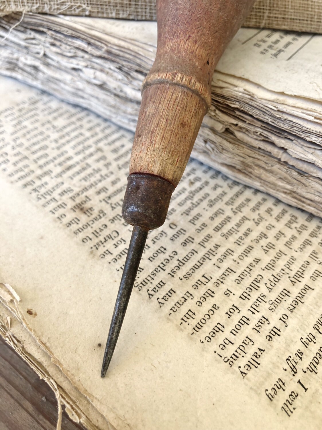 Vintage Awl Tool Wood Handle Farmhouse Decor Fixer Upper Decor