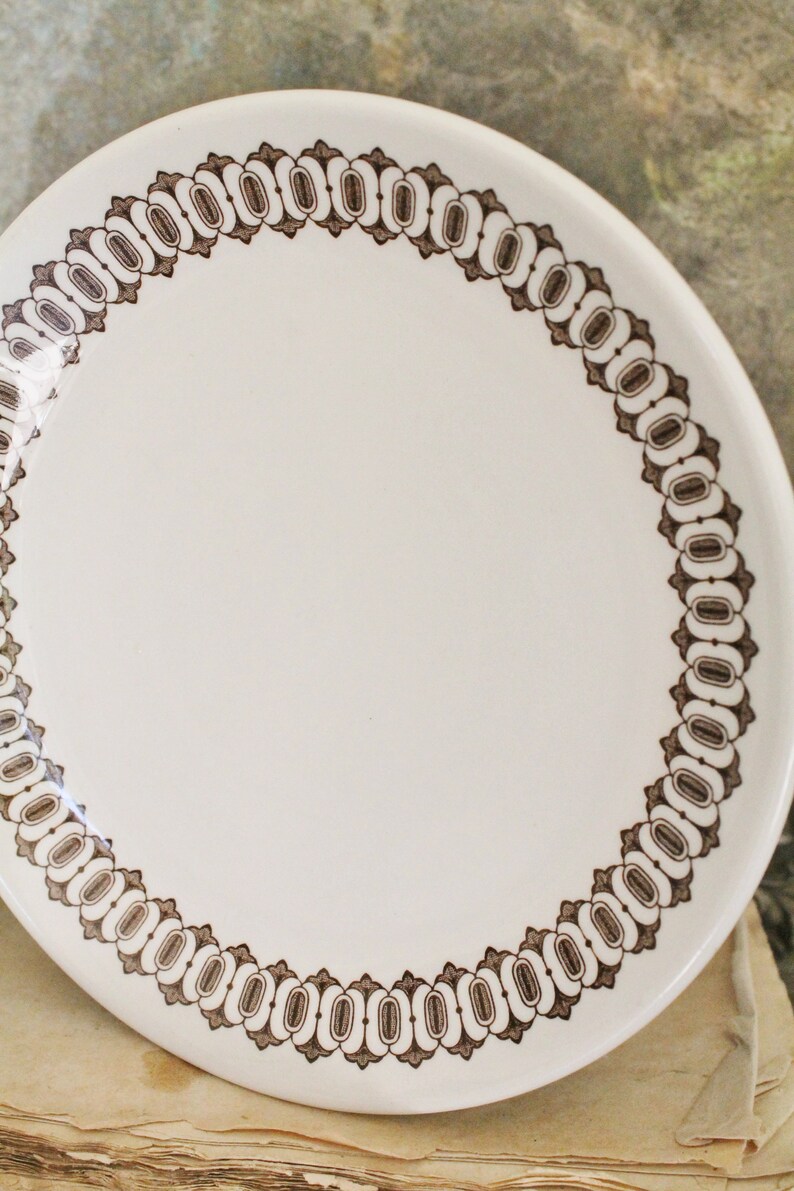 Set of 4 Vintage White Ironstone Brown Transfer Ware Farmhouse Decor Fixer Upper Decor English Ironstone Royal Doulton Fall Decor